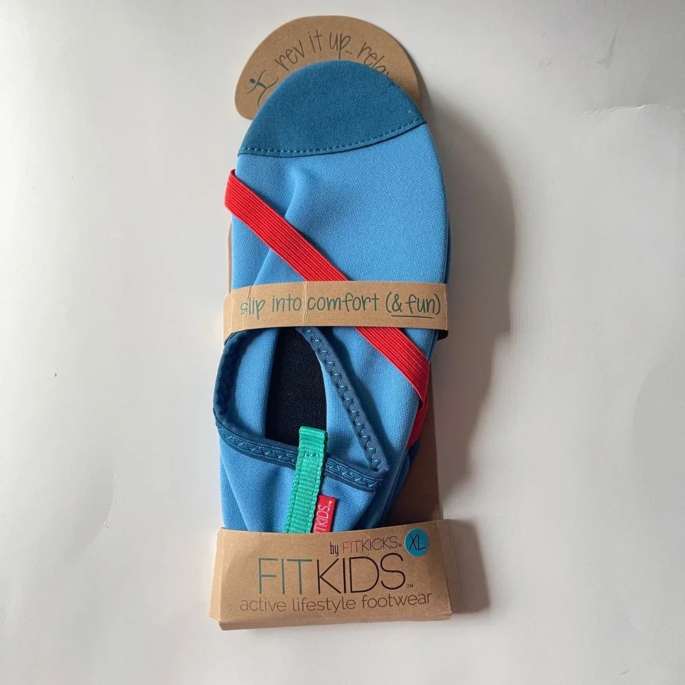 NEW FitKicks Kids Water Shoes XL Blue Slip On Active Lifestyle Footwear